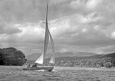 Sailing on Windermere in stormy weather.