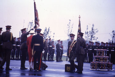 Weeton Camp, Tercentenary Parade - Border Regiment, Kings Own Royal Border Regiment, 11.07.1980, Princess Alexandra presents the new colours
